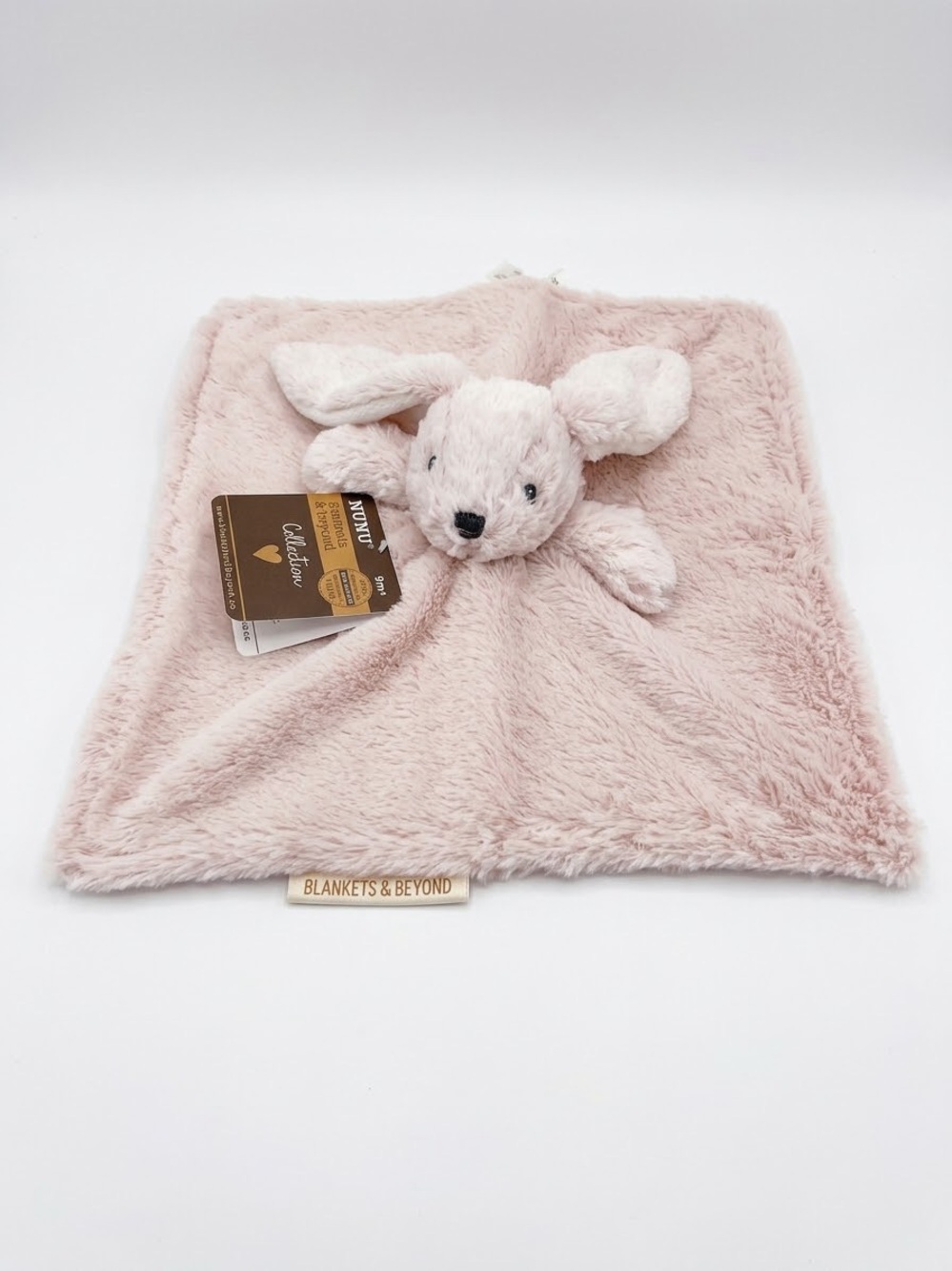 Blankets & Beyond NUNU Bunny Lovey Plush Security Blanket Pink Faux Fur NWT